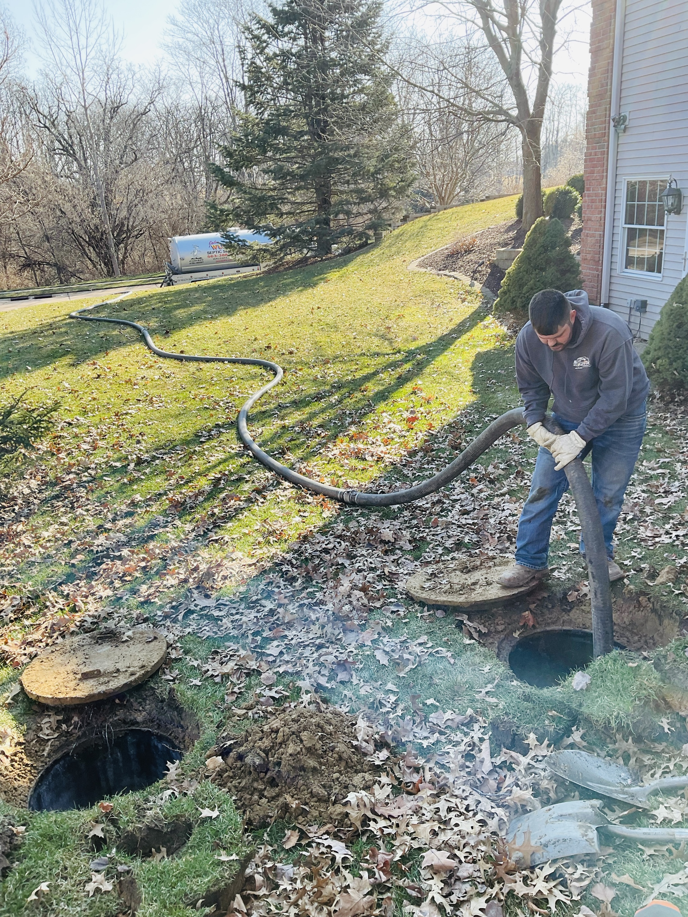 Septic service work in progress